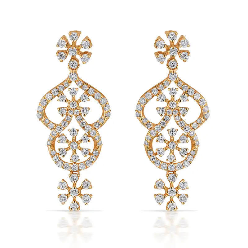 Floral Spiral Necklace Set in Rose Gold and Diamonds